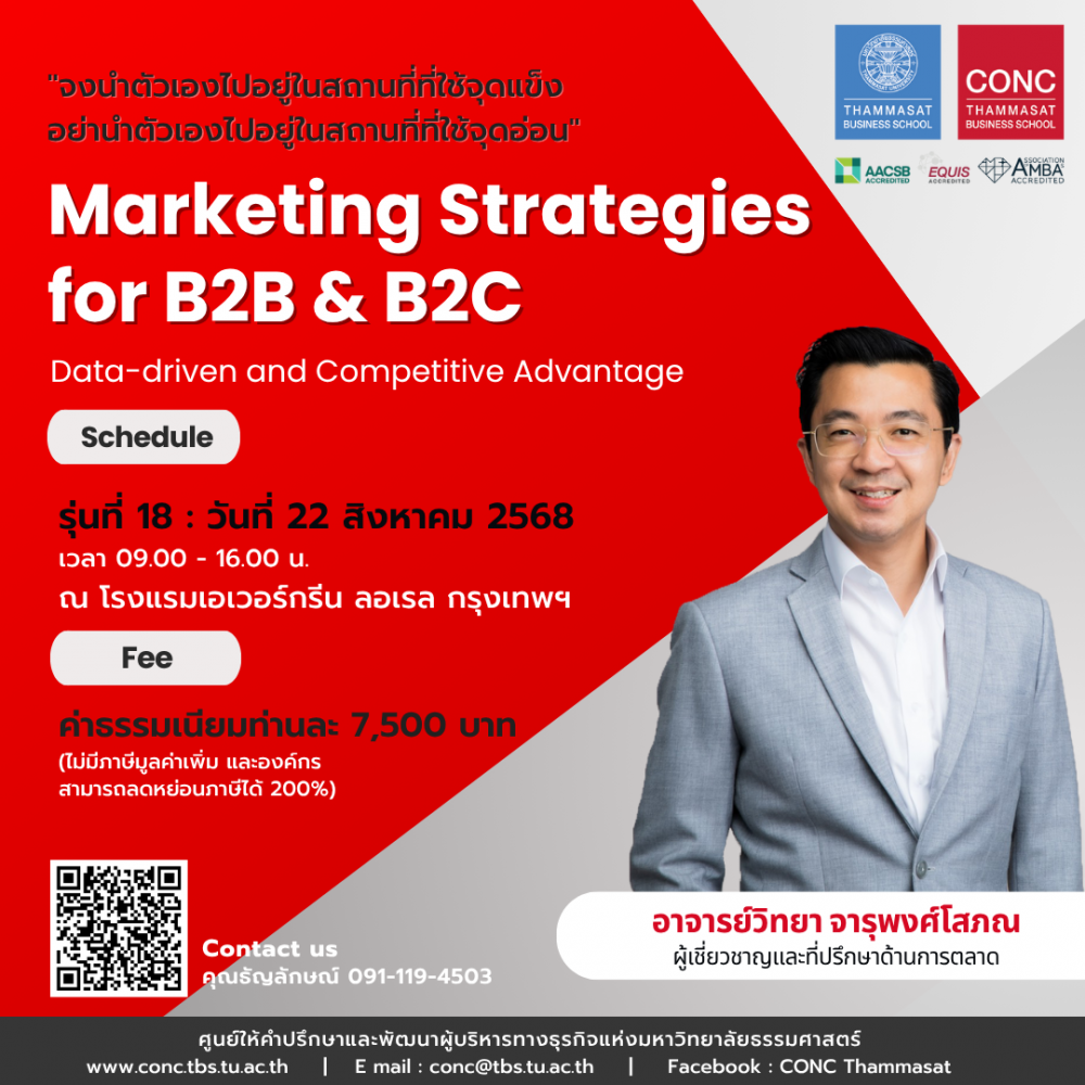 หลักสูตร Marketing Strategies for B2B & B2C : Data-driven and Competitive Advantage